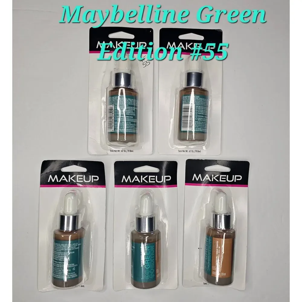 MAYBELLINE Green Edition #55 Super Drop Tinted Oil Makeup Foundation Bundle of 5